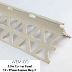 Wemico C15 PVC Corner Bead 2.5m 15mm Ivory