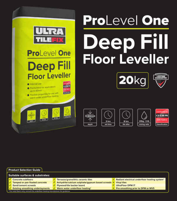 Ultra Tile ProLevel One Deep Fill Self Levelling Compound Pallet Deal 54x 20kg - Image 2