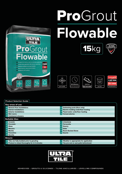 Ultra Tile ProGrout Flowable All Colours- Pallet Deal 54x 20kg - Image 2