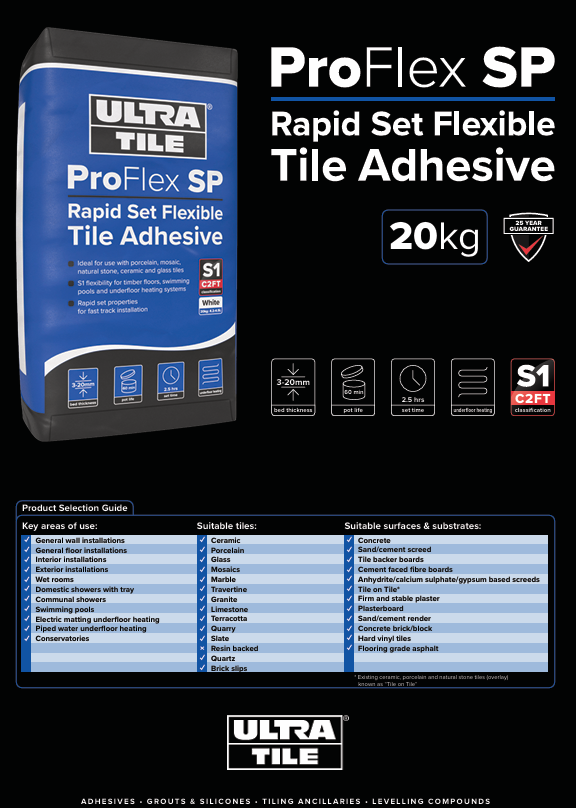 Ultra Tile ProFlex SP Rapid Set Flexible Tile Adhesive All Colours - Pallet Deal 54x 20kg - Image 2