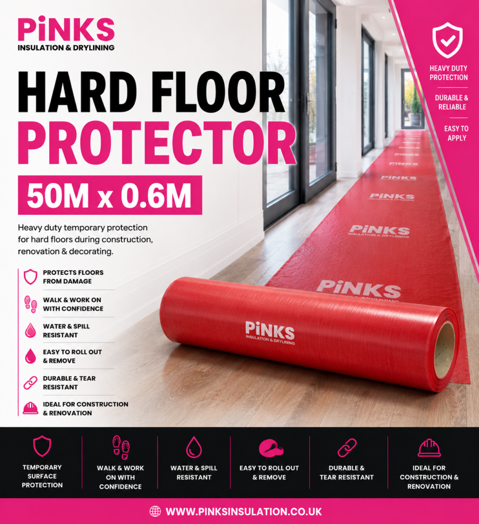 Hard Floor Protector 50m x 0.6m - Pinks Insulation & Drylining